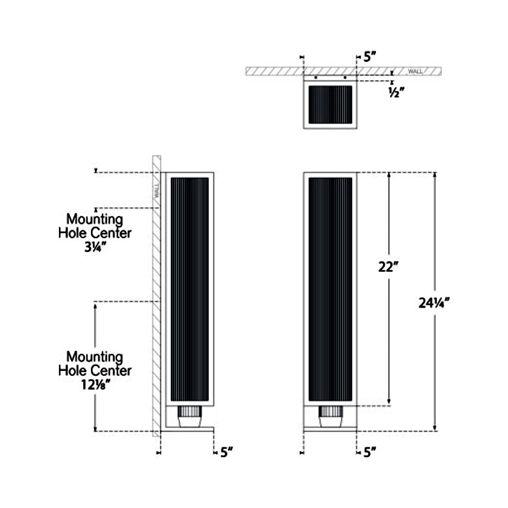 York Outdoor Wall Light - line drawing.