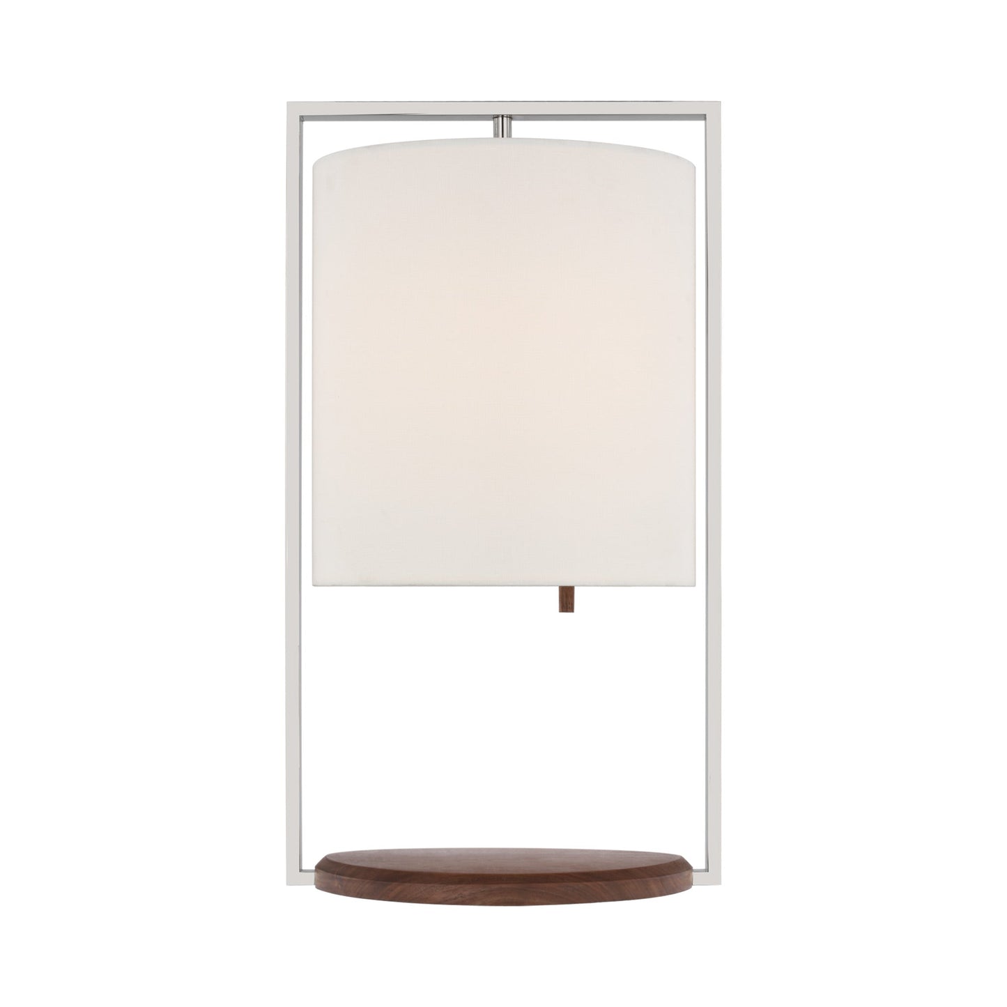 Zenz Table Lamp in Polished Nickel/Walnut.