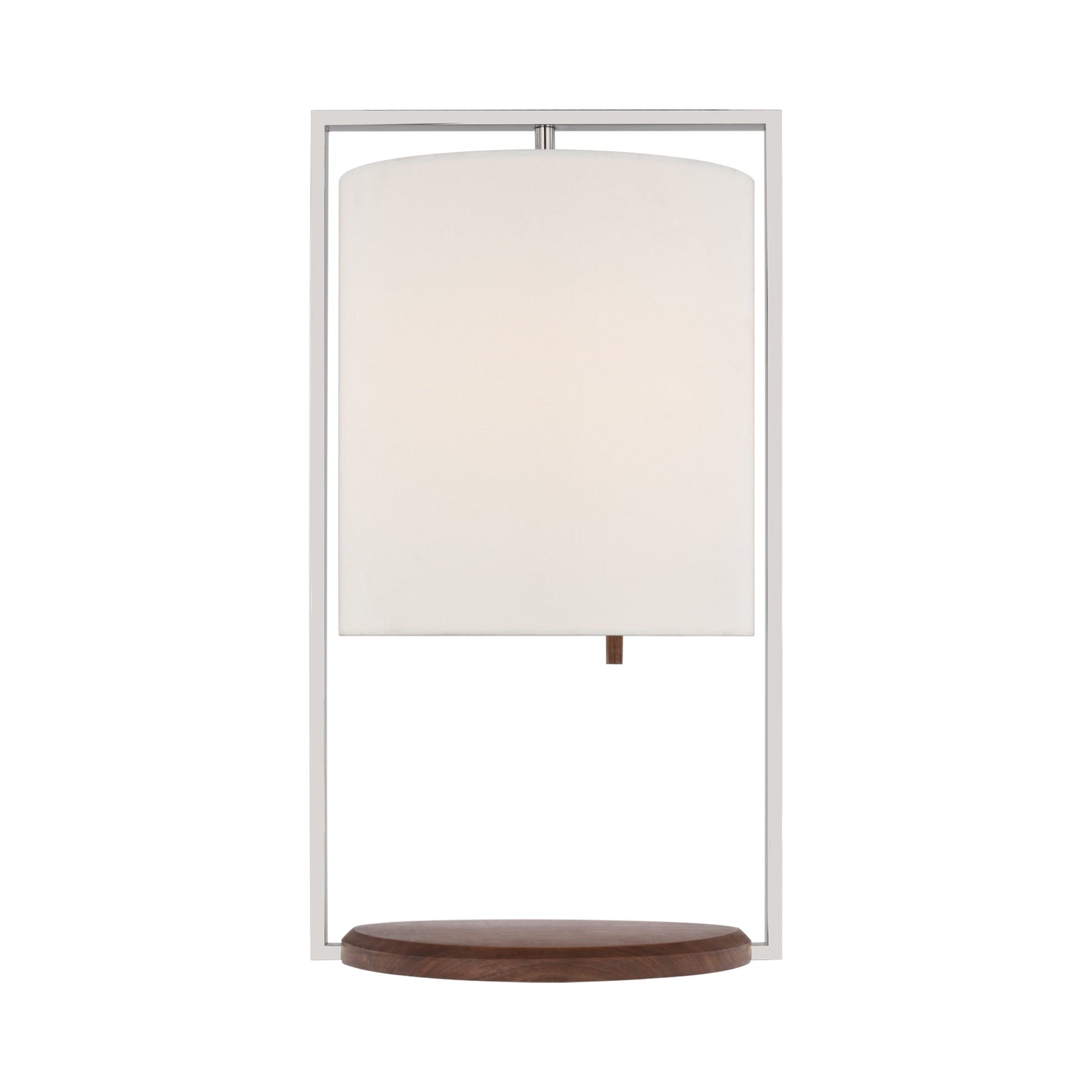 Zenz Table Lamp in Polished Nickel/Walnut.