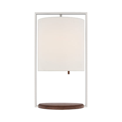 Zenz Table Lamp in Polished Nickel/Walnut.