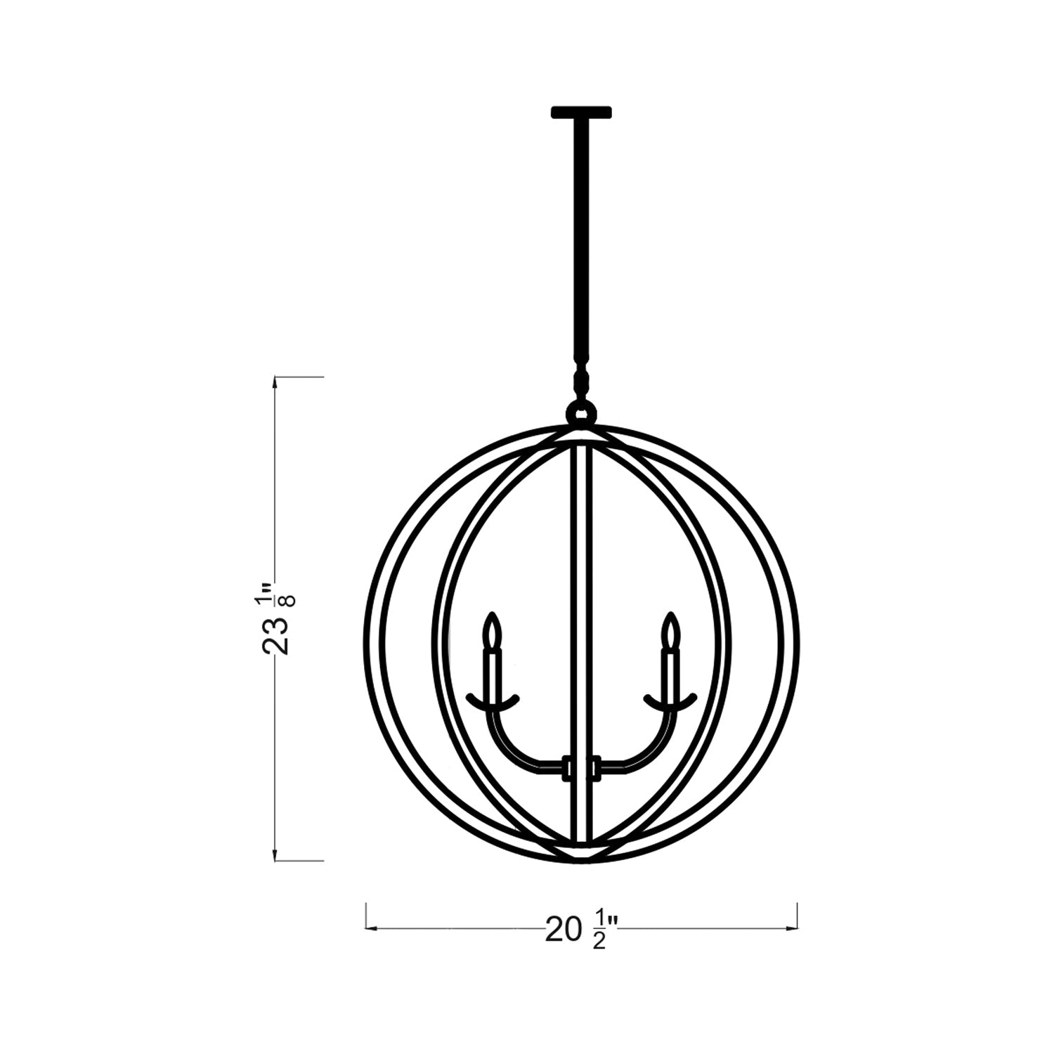 Allier Chandelier - line drawing.