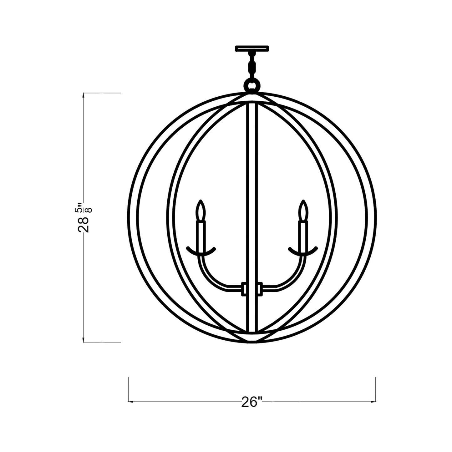 Allier Chandelier - line drawing.