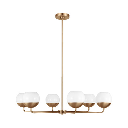 Alvin Chandelier in Satin Brass (6-Light).