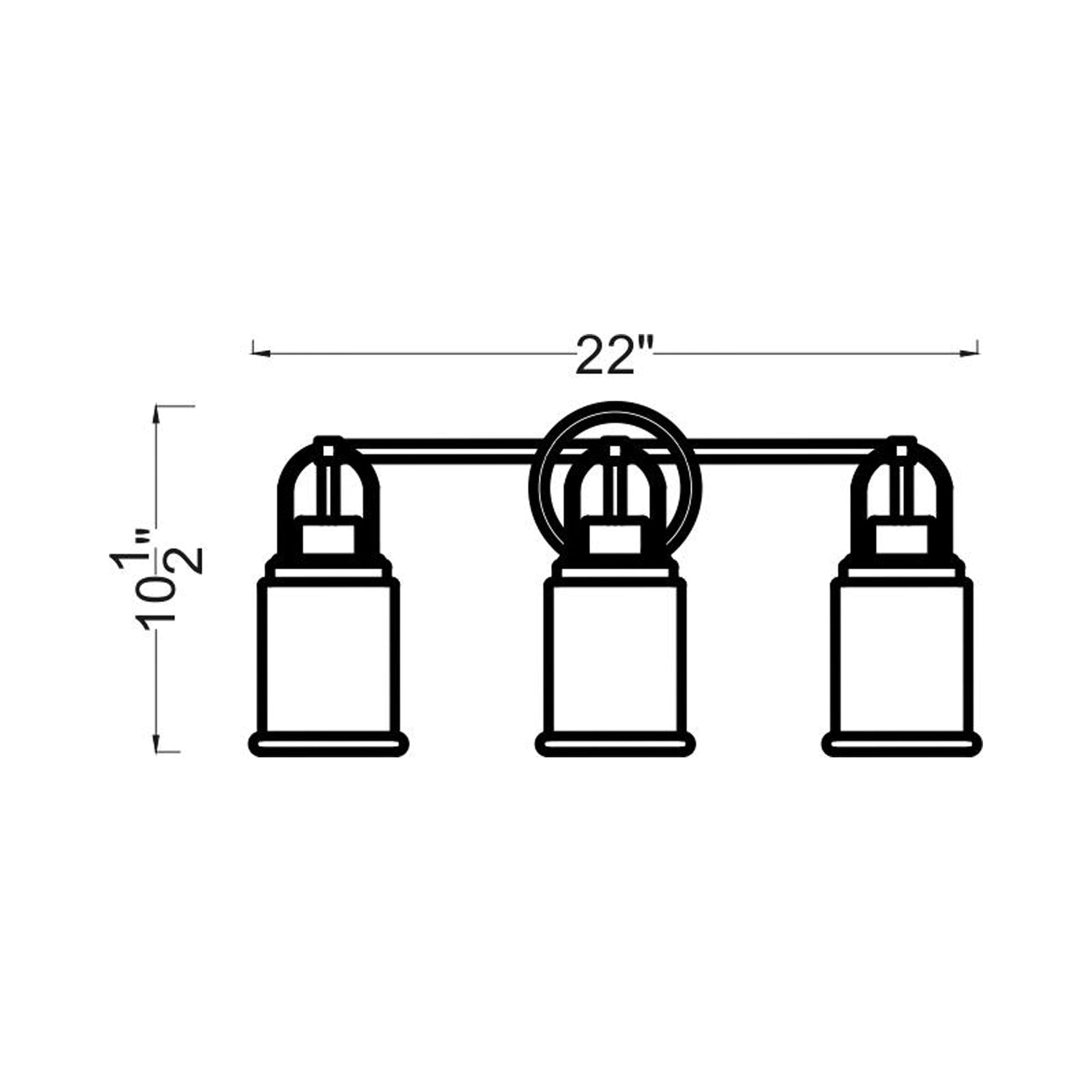 Anders Bath Vanity Light - line drawing.