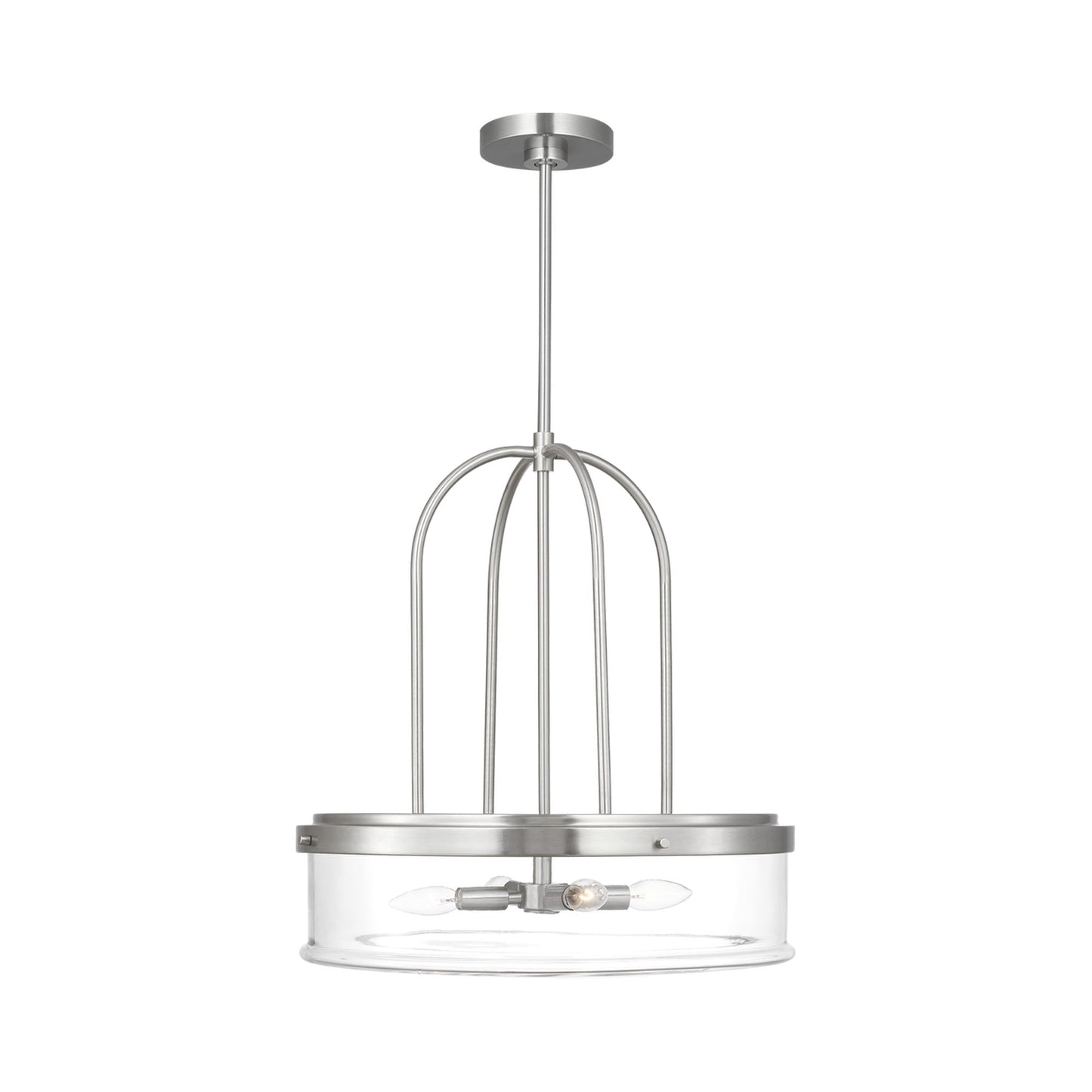 Anders Round Pendant Light in Brushed Nickel.