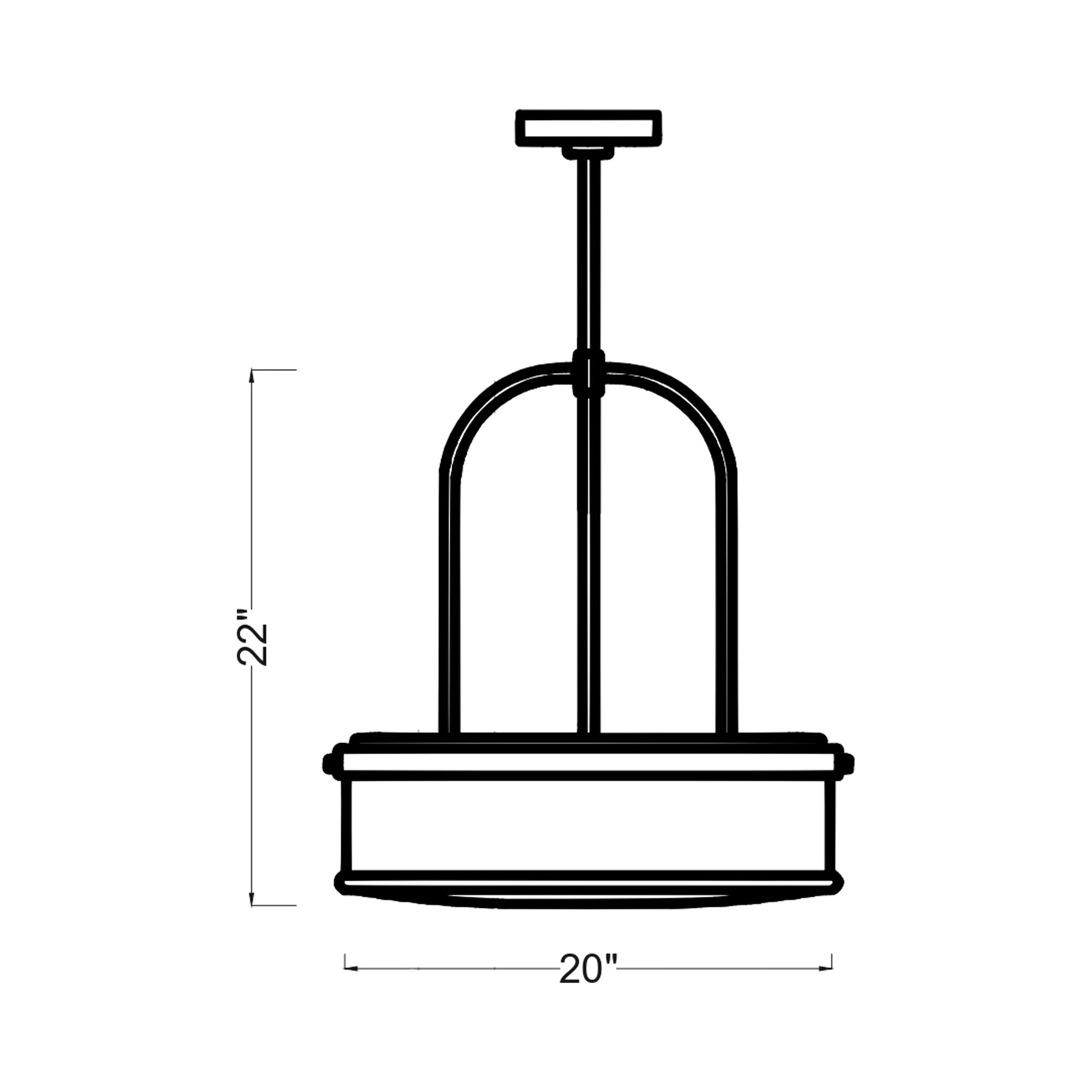 Anders Round Pendant Light - line drawing.
