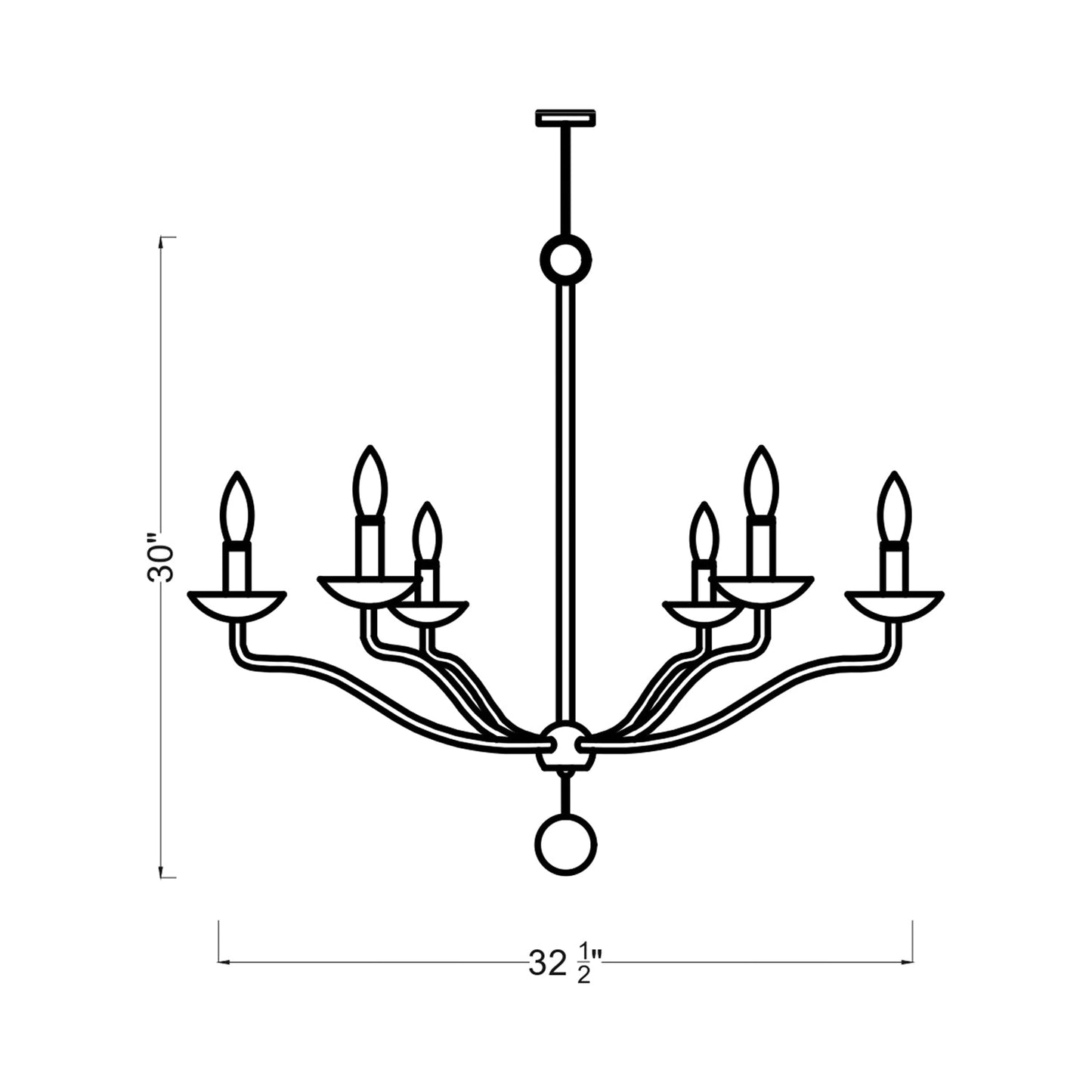 Annie Chandelier - line drawing.