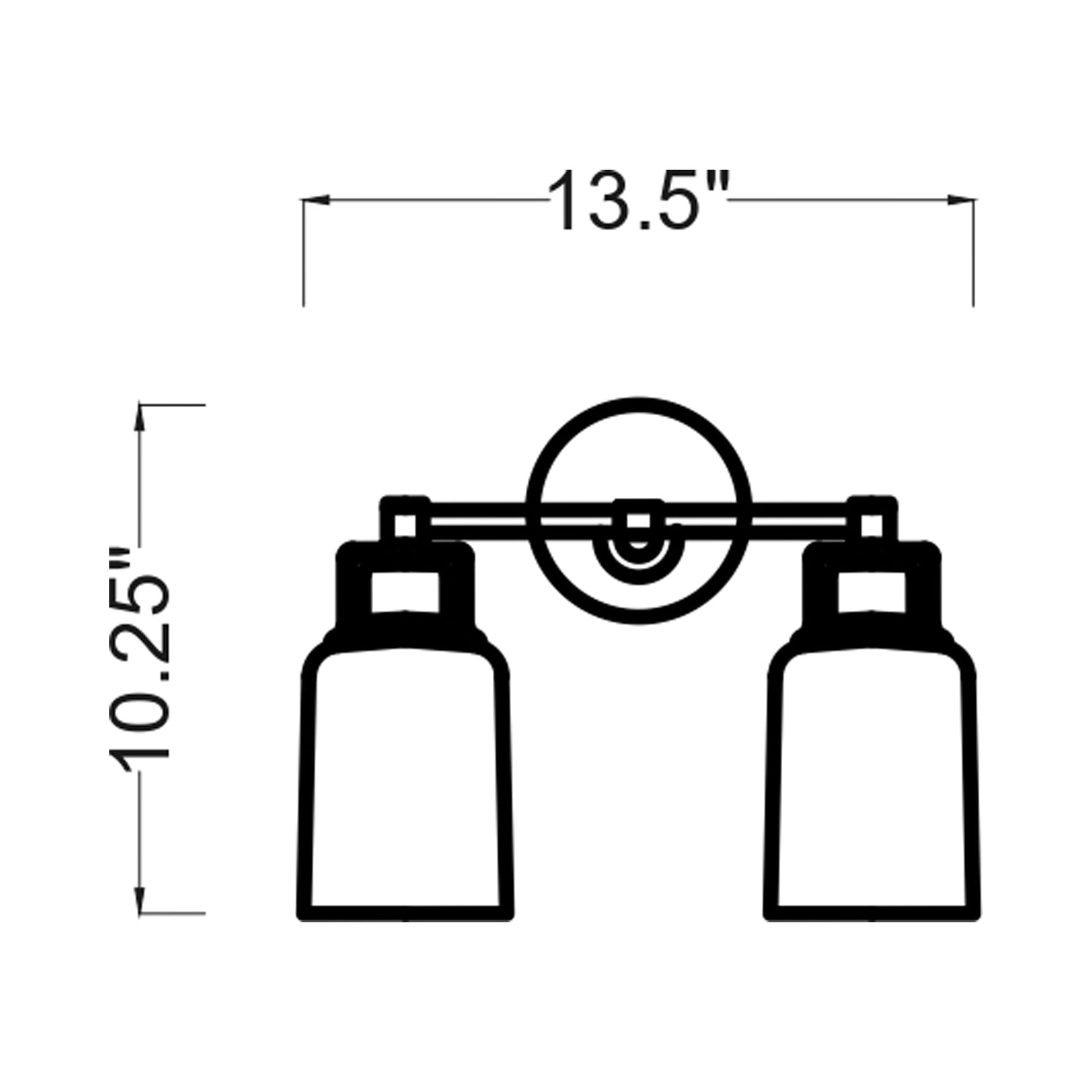 Ashford Bath Vanity Light - line drawing.