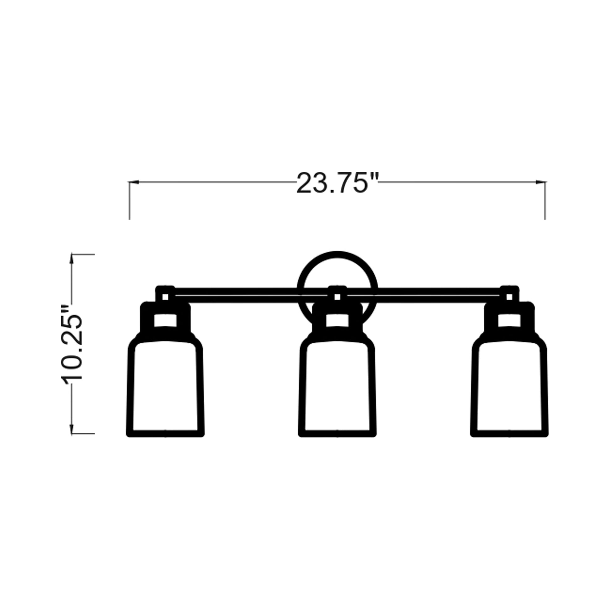 Ashford Bath Vanity Light - line drawing.