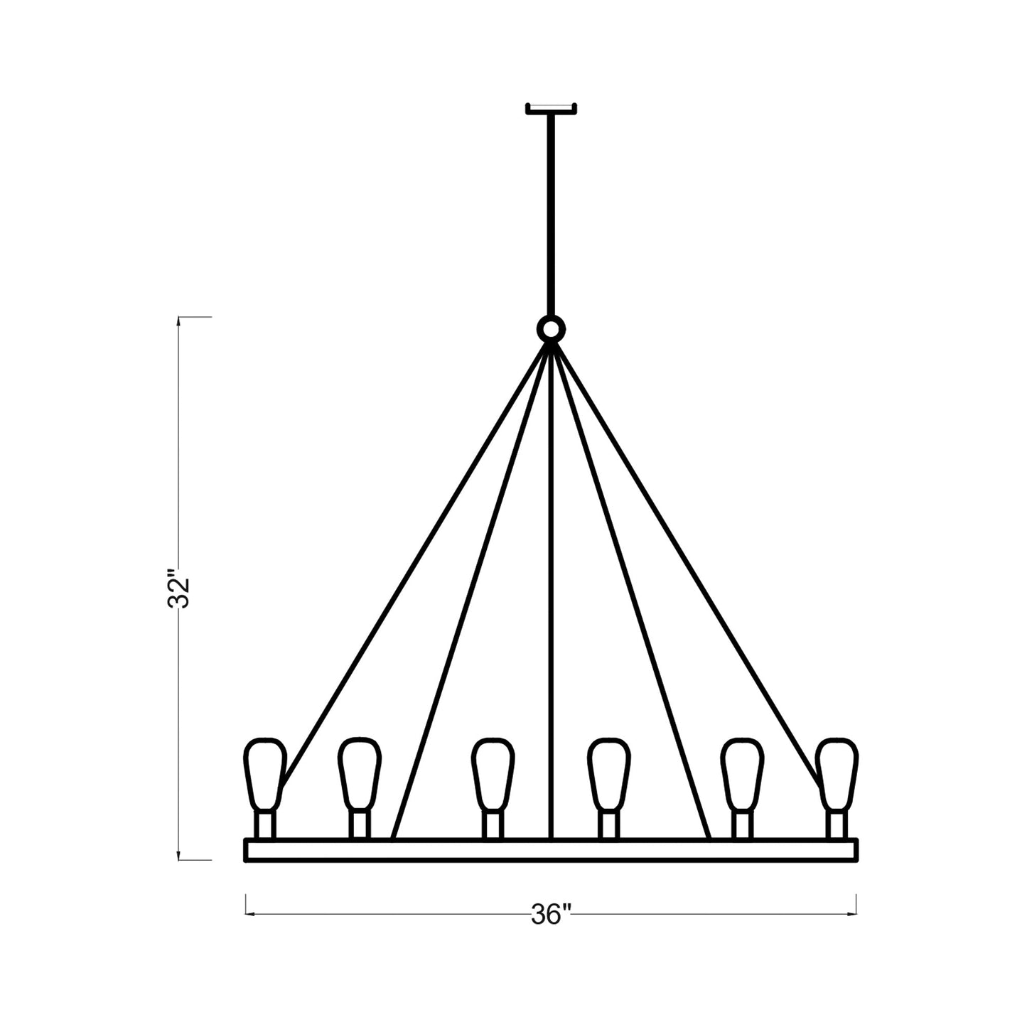 Avenir Chandelier - line drawing.