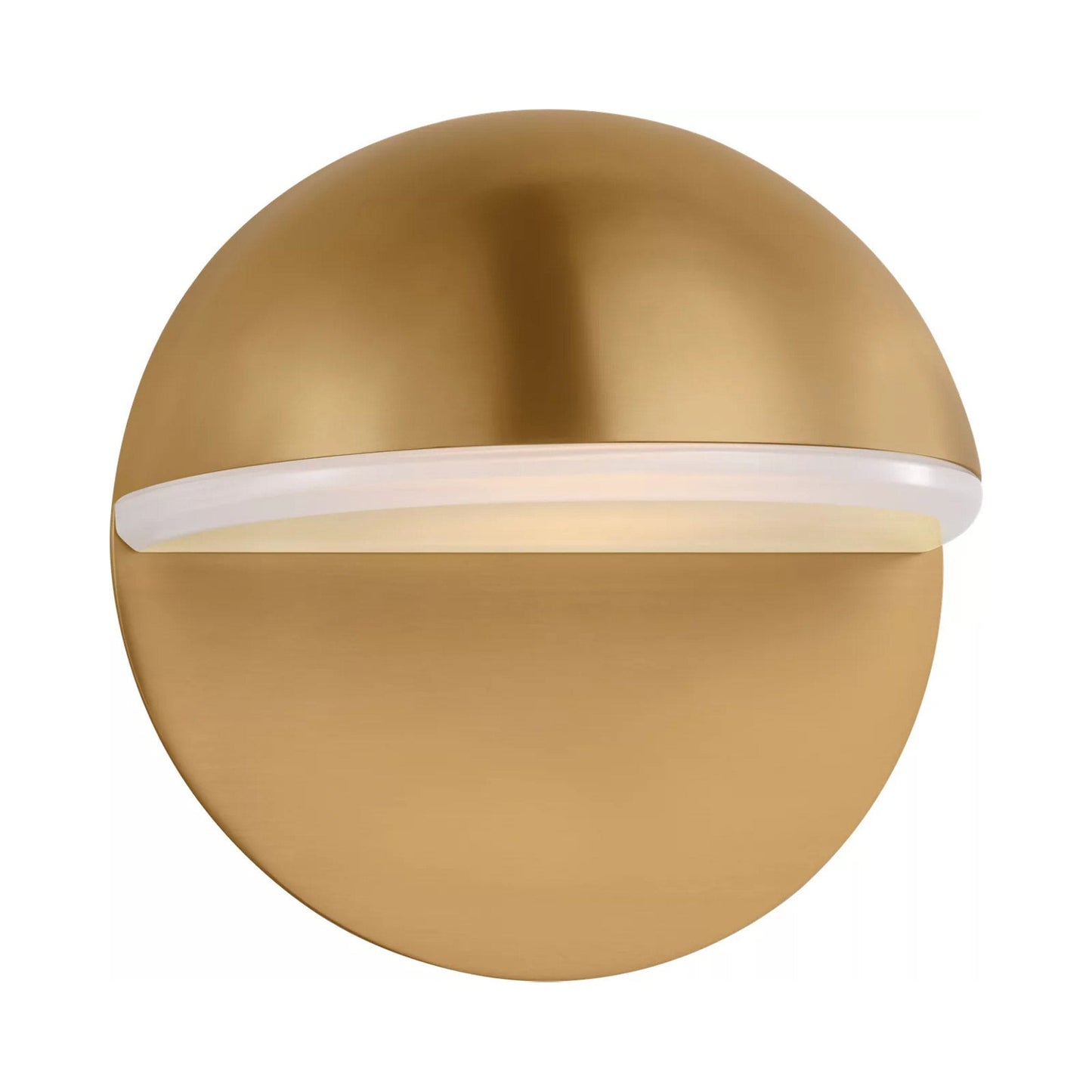 Axel Round LED Bath Wall Light in Burnished Brass.