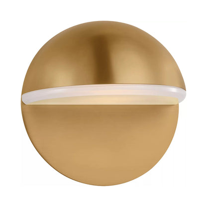 Axel Round LED Bath Wall Light in Burnished Brass.