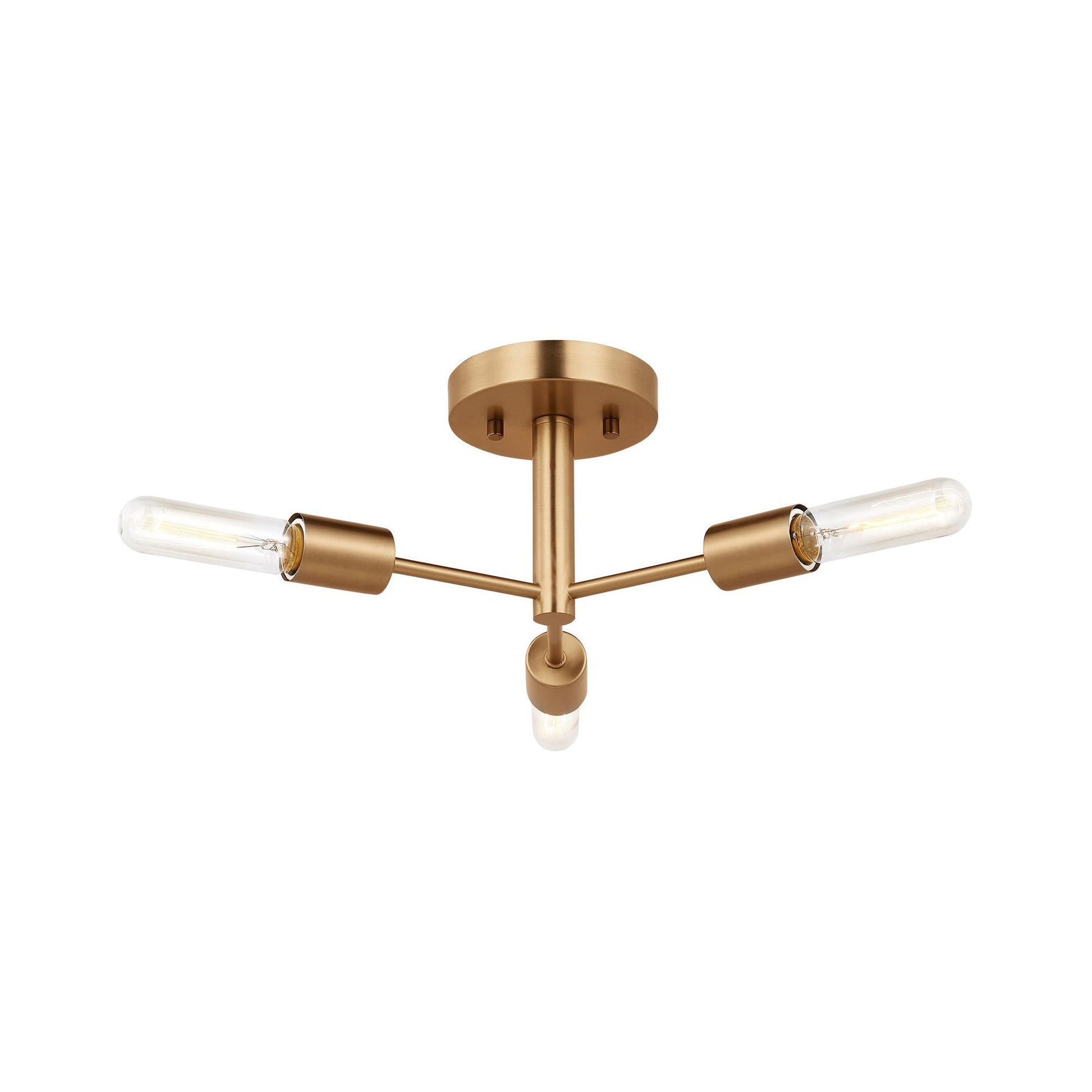 Axis Semi-Flush Mount Ceiling Light in Satin Brass.