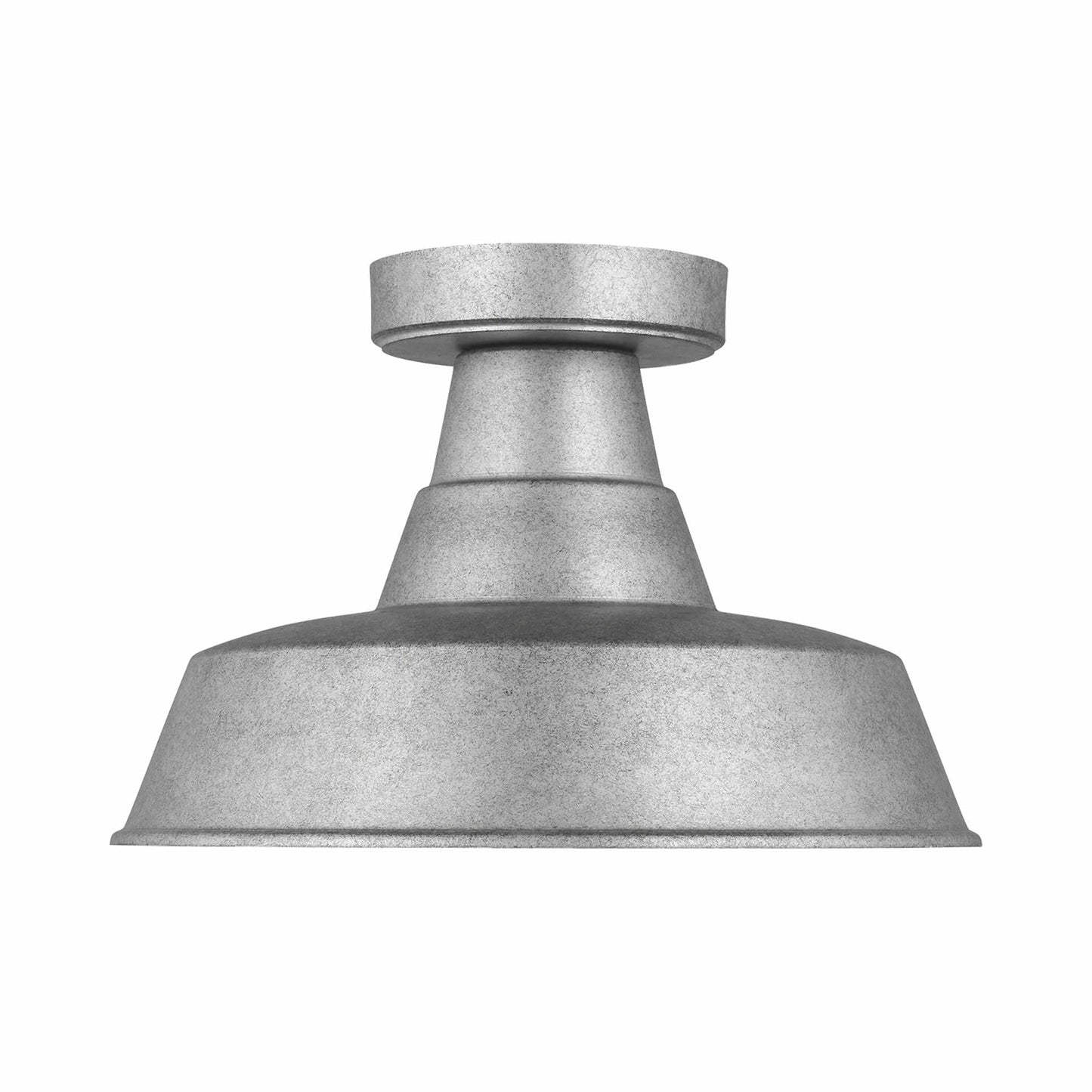 Barn Light Outdoor Flush Mount Ceiling Light in Weathered Pewter.