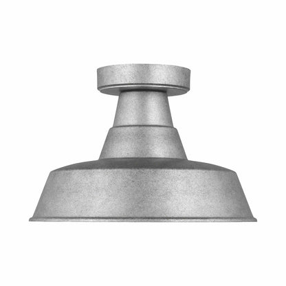 Barn Light Outdoor Flush Mount Ceiling Light in Weathered Pewter.