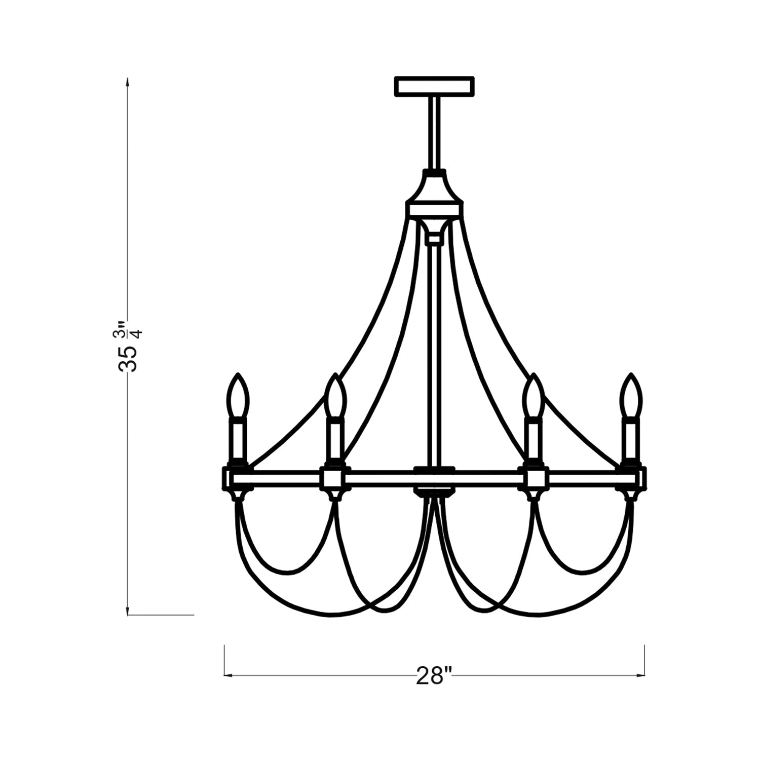 Beverly Chandelier - line drawing.