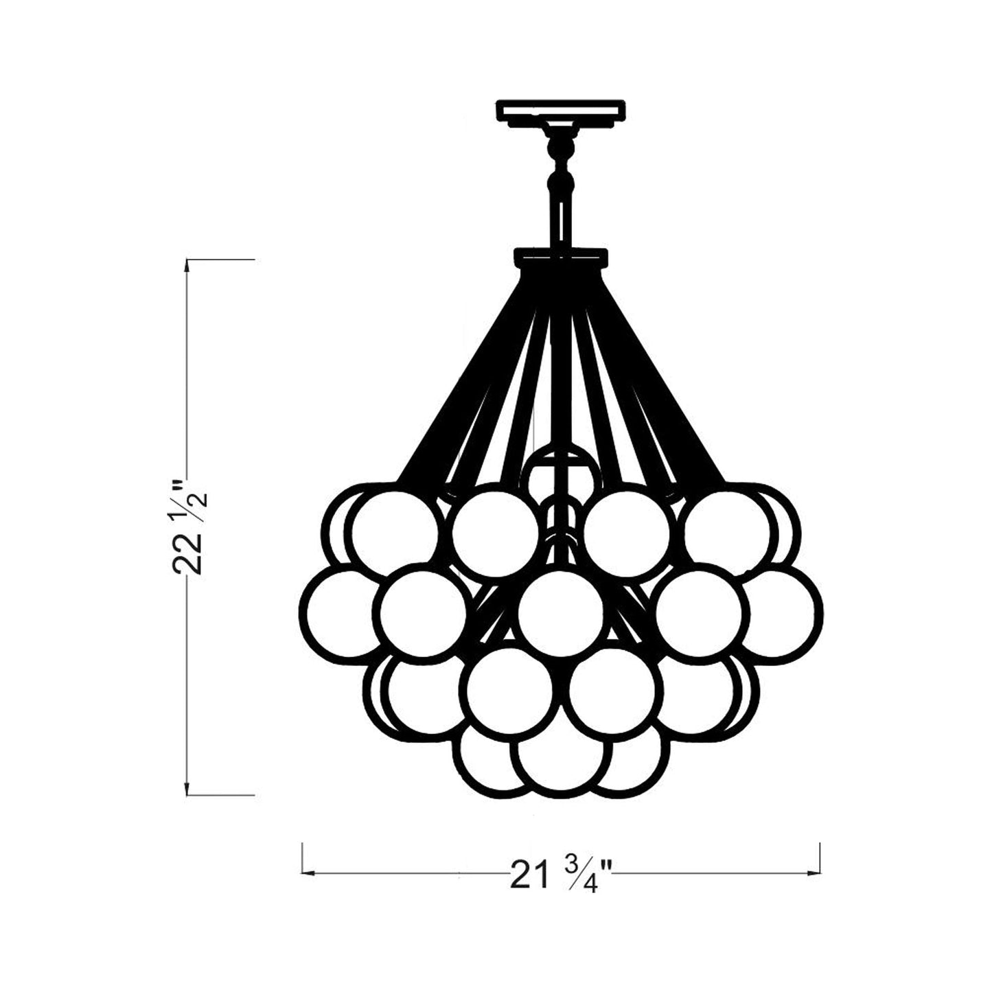 Bronzeville Multi Light Pendant Light - line drawing.