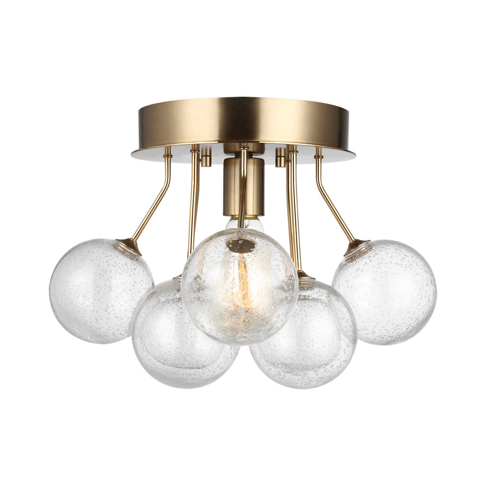 Bronzeville Semi-Flush Mount Ceiling Light in Satin Brass.