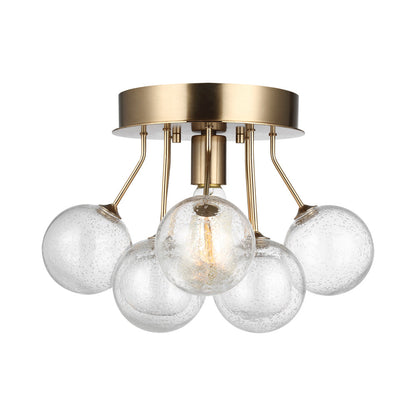 Bronzeville Semi-Flush Mount Ceiling Light in Satin Brass.