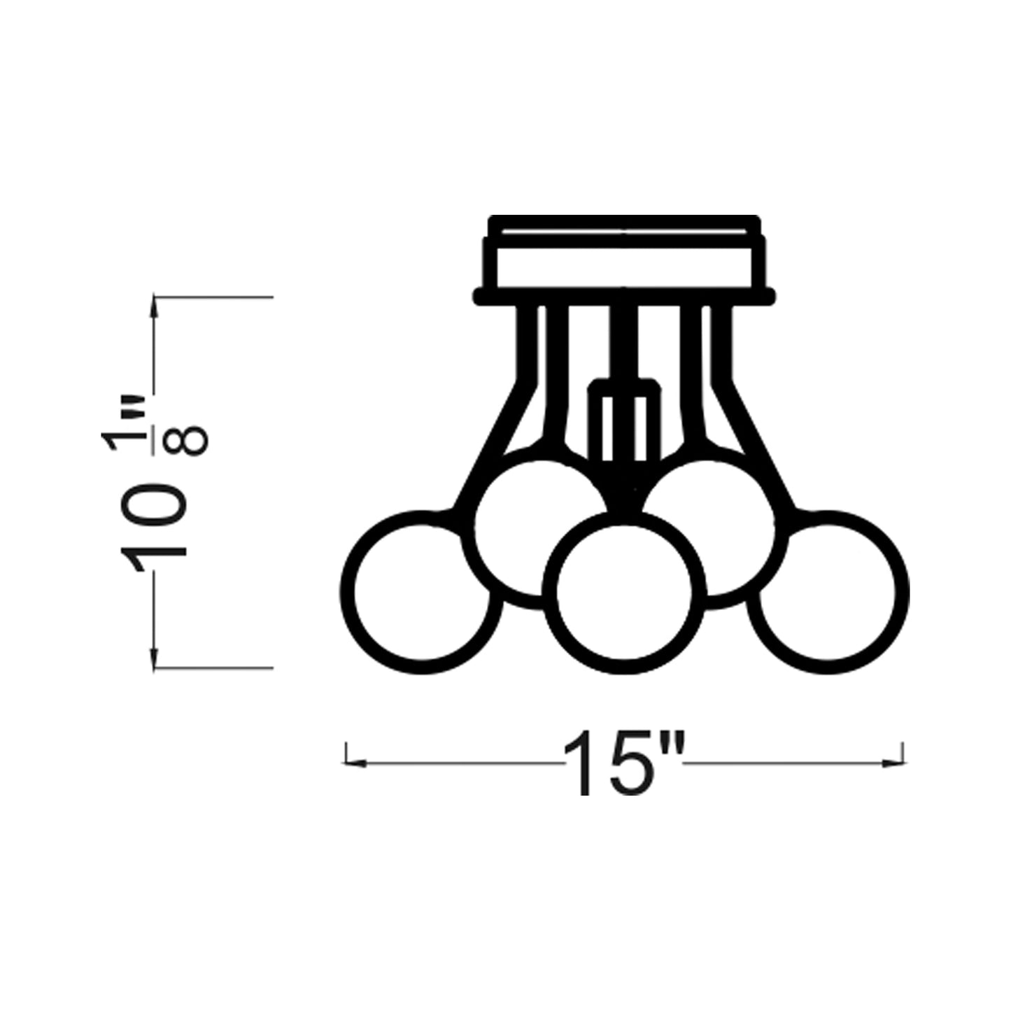 Bronzeville Semi-Flush Mount Ceiling Light - line drawing.