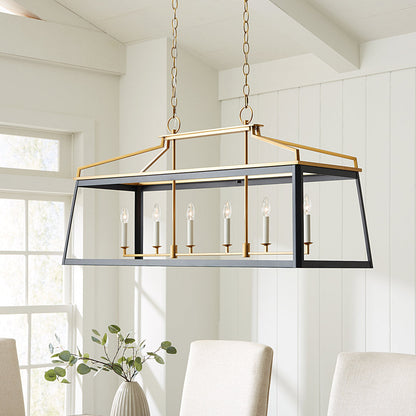 Carlow Linear Chandelier in living room.