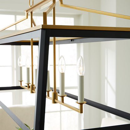 Carlow Linear Chandelier in living room.