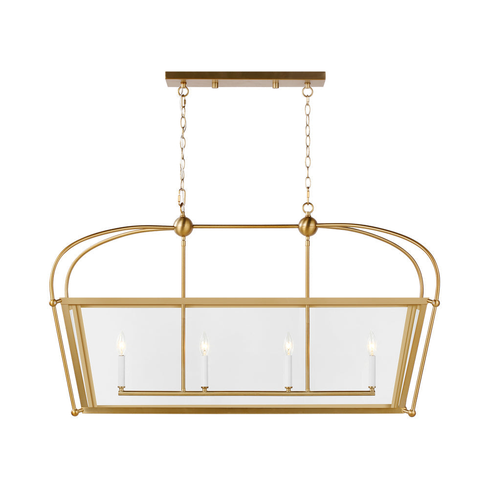 Charleston Linear Chandelier in Satin Brass.