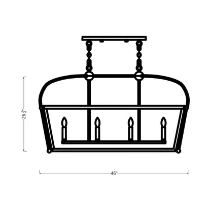 Charleston Linear Chandelier - line drawing.