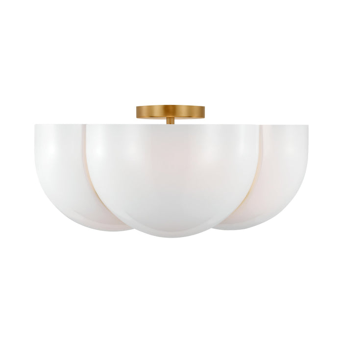 Cheverny Semi Flush Mount Ceiling Light in Brushed Brass.