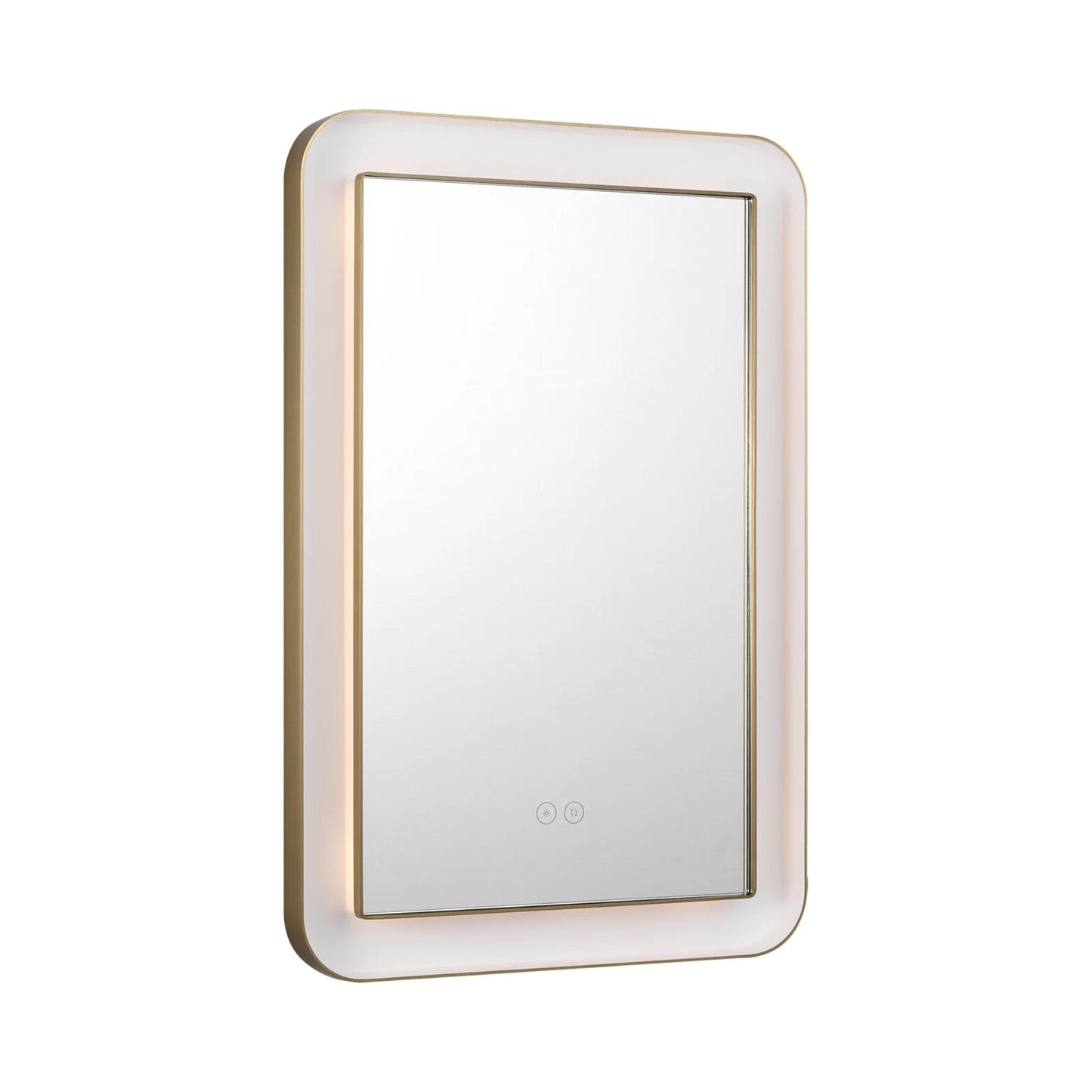 Chopin Rectangular LED Wall Mirror in Burnished Brass (27-Inch).