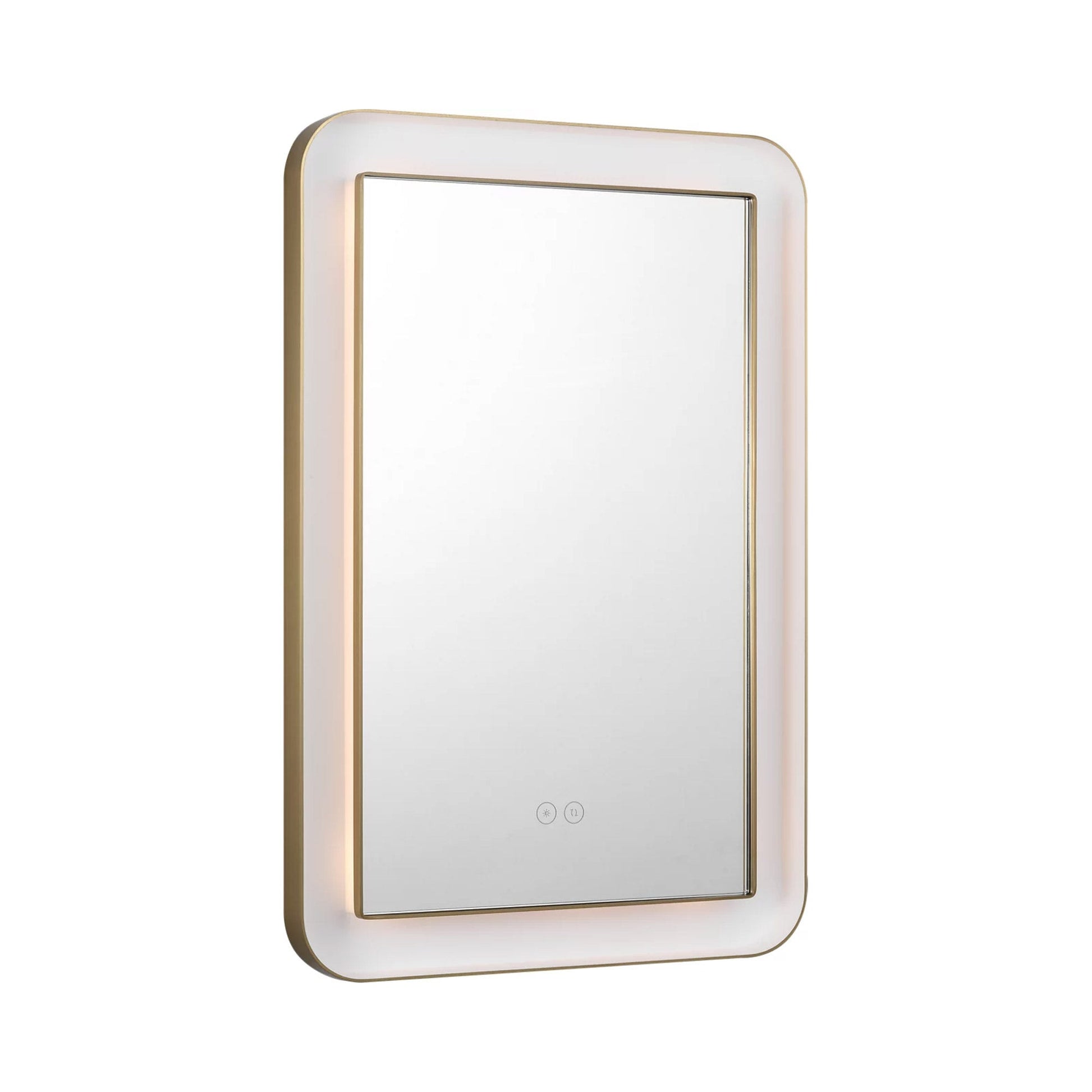 Chopin Rectangular LED Wall Mirror in Burnished Brass (27-Inch).