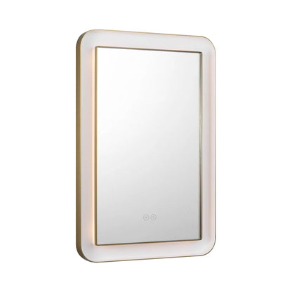 Chopin Rectangular LED Wall Mirror in Burnished Brass (27-Inch).