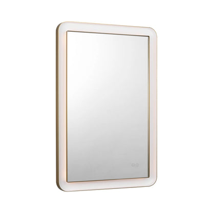 Chopin Rectangular LED Wall Mirror in Burnished Brass (36-Inch).