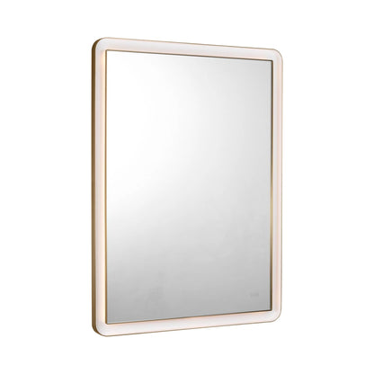 Chopin Rectangular LED Wall Mirror in Burnished Brass (48-Inch).