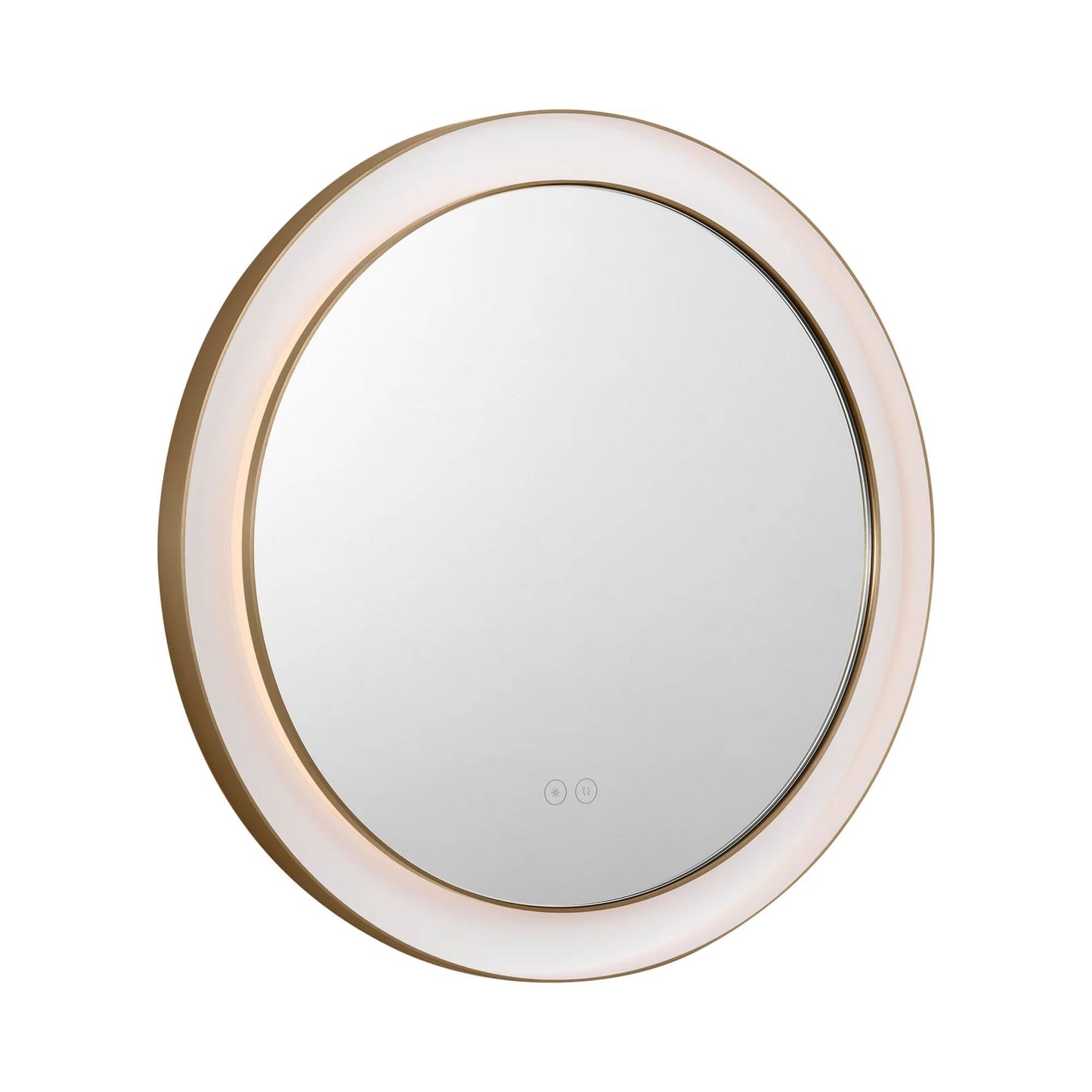Chopin Round LED Wall Mirror in Burnished Brass (24-Inch).