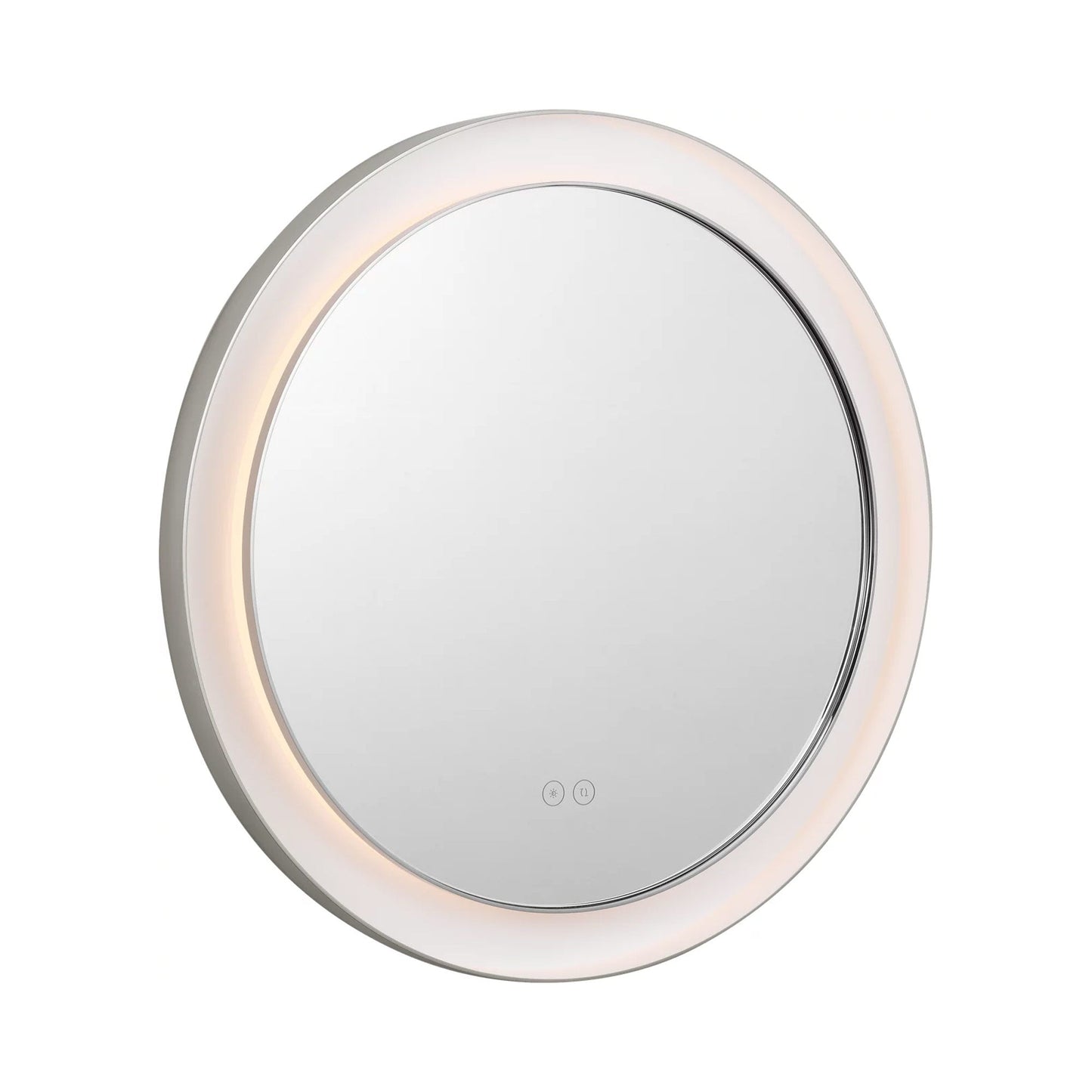 Chopin Round LED Wall Mirror in Polished Nickel (24-Inch).