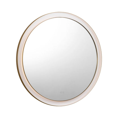Chopin Round LED Wall Mirror in Burnished Brass (48-Inch).