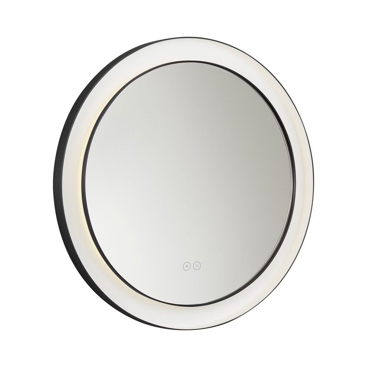 Chopin Round LED Wall Mirror in Midnight Black (24-Inch).