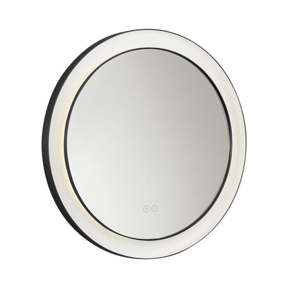 Chopin Round LED Wall Mirror in Midnight Black (24-Inch).