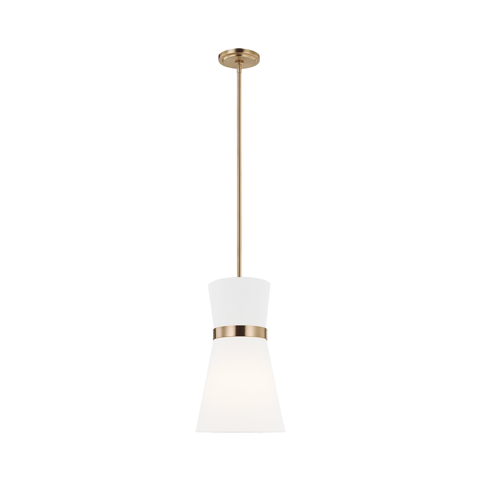 Clark Pendant Light in Satin Brass.