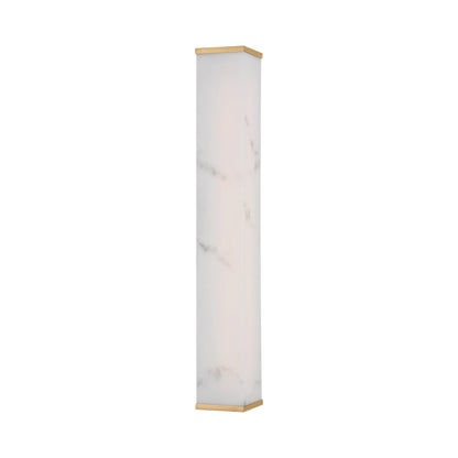 Cleor Rectangular LED Bath Wall Light in Burnished Brass.