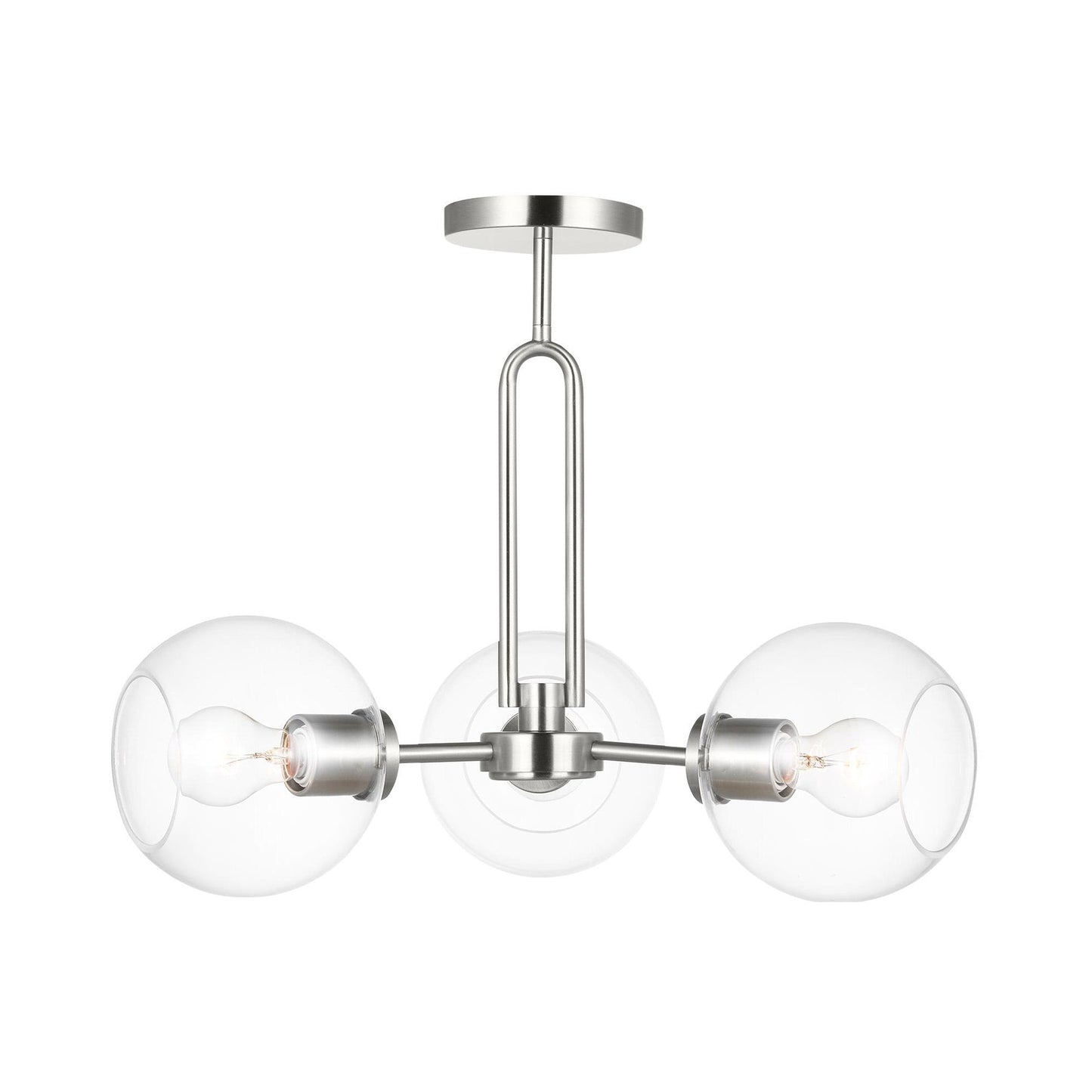 Codyn Semi-Flush Mount Ceiling Light in Brushed Nickel.