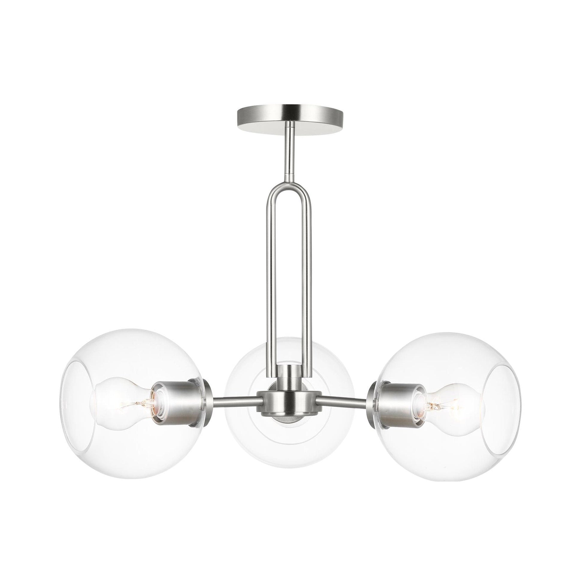 Codyn Semi-Flush Mount Ceiling Light in Brushed Nickel.