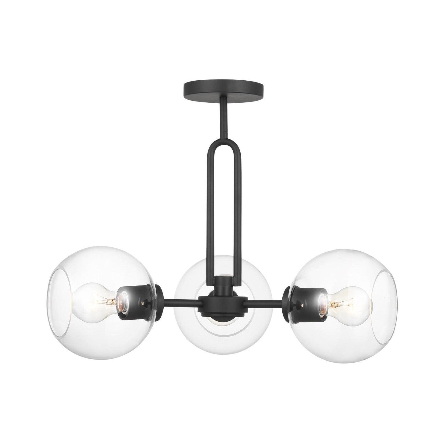 Codyn Semi-Flush Mount Ceiling Light in Midnight Black.