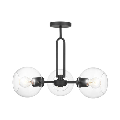 Codyn Semi-Flush Mount Ceiling Light in Midnight Black.