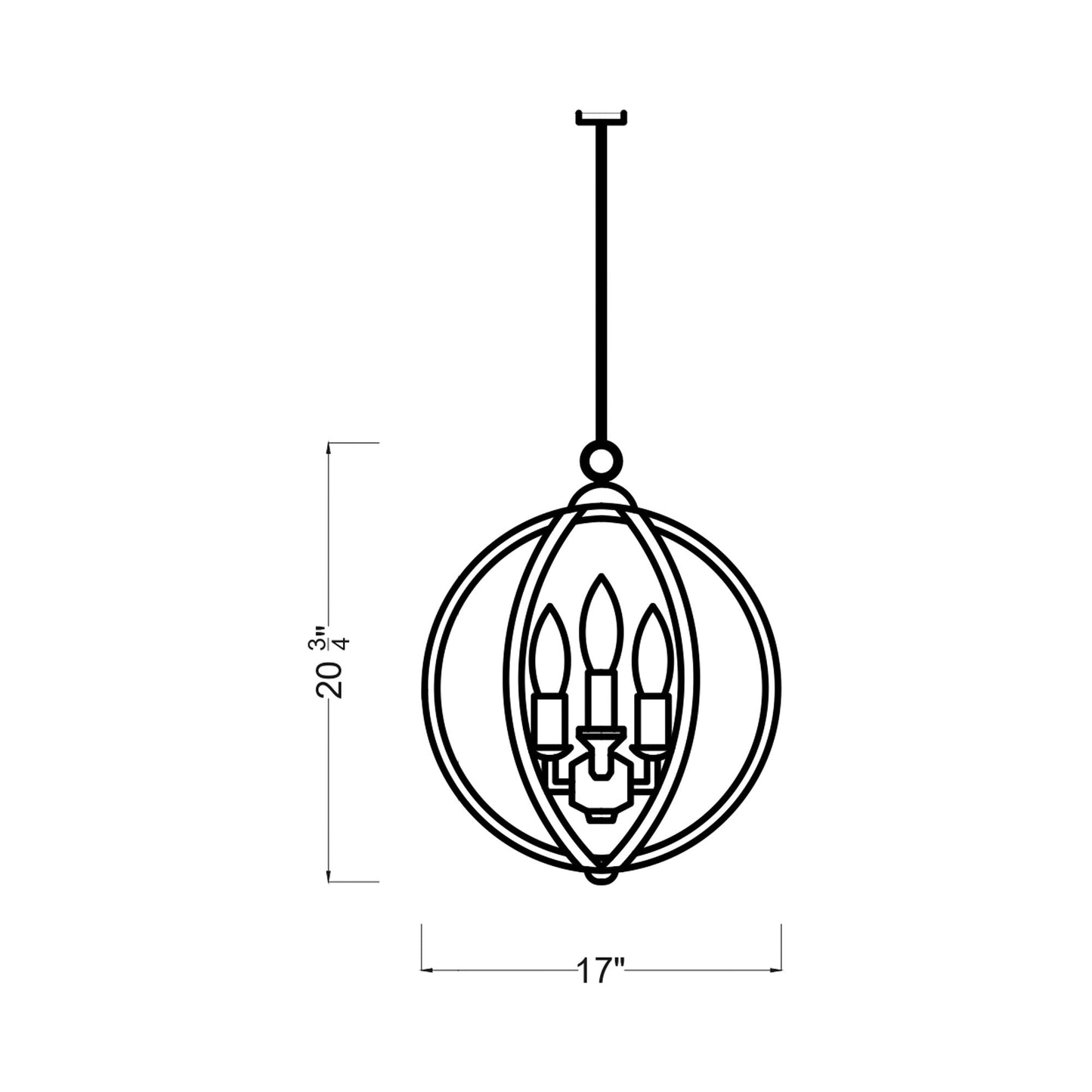 Corinne Pendant Light - line drawing.