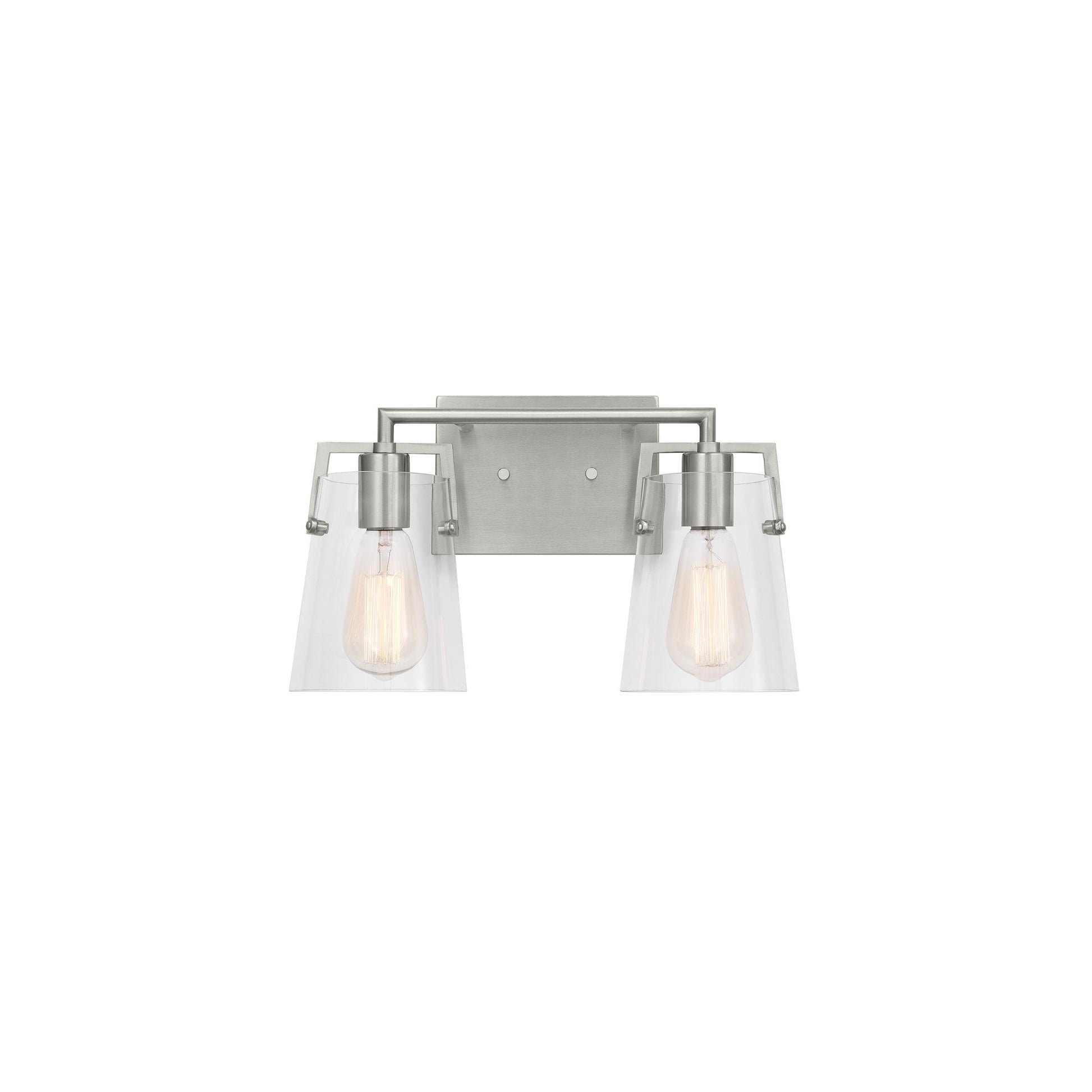 Crofton Bath Vanity Light in Brushed Nickel (2-Light/Clear Glass).