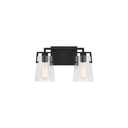 Crofton Bath Vanity Light in Midnight Black (2-Light/Clear Glass).