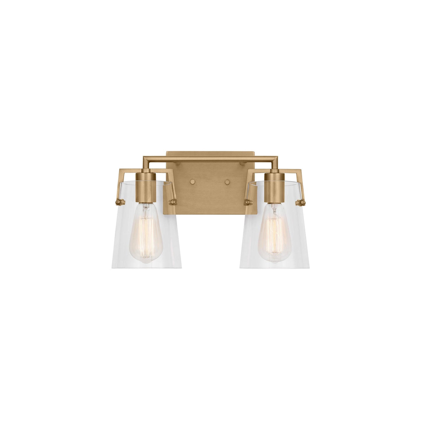 Crofton Bath Vanity Light in Satin Brass (2-Light/Clear Glass).