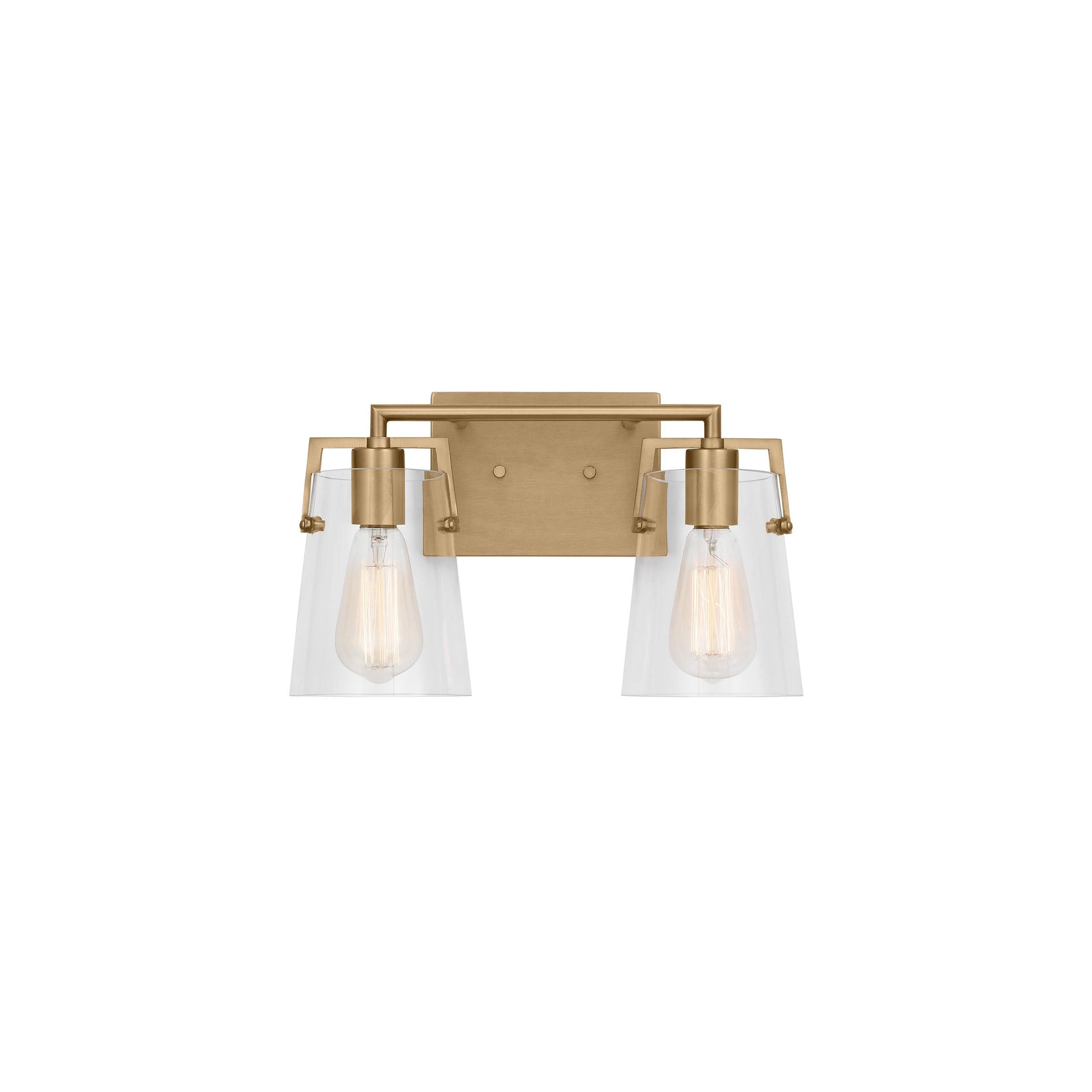 Crofton Bath Vanity Light in Satin Brass (2-Light/Clear Glass).
